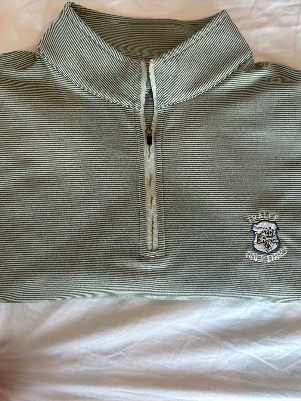 Tralee (Ireland) Peter Millar Light Green Striped 1/4 Zip Golf Pullover